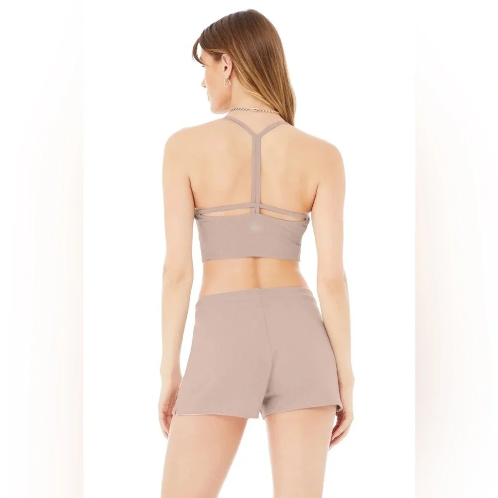 Alo Yoga Alosoft Ribbed Crop Calm Tank - Dusty Pink M